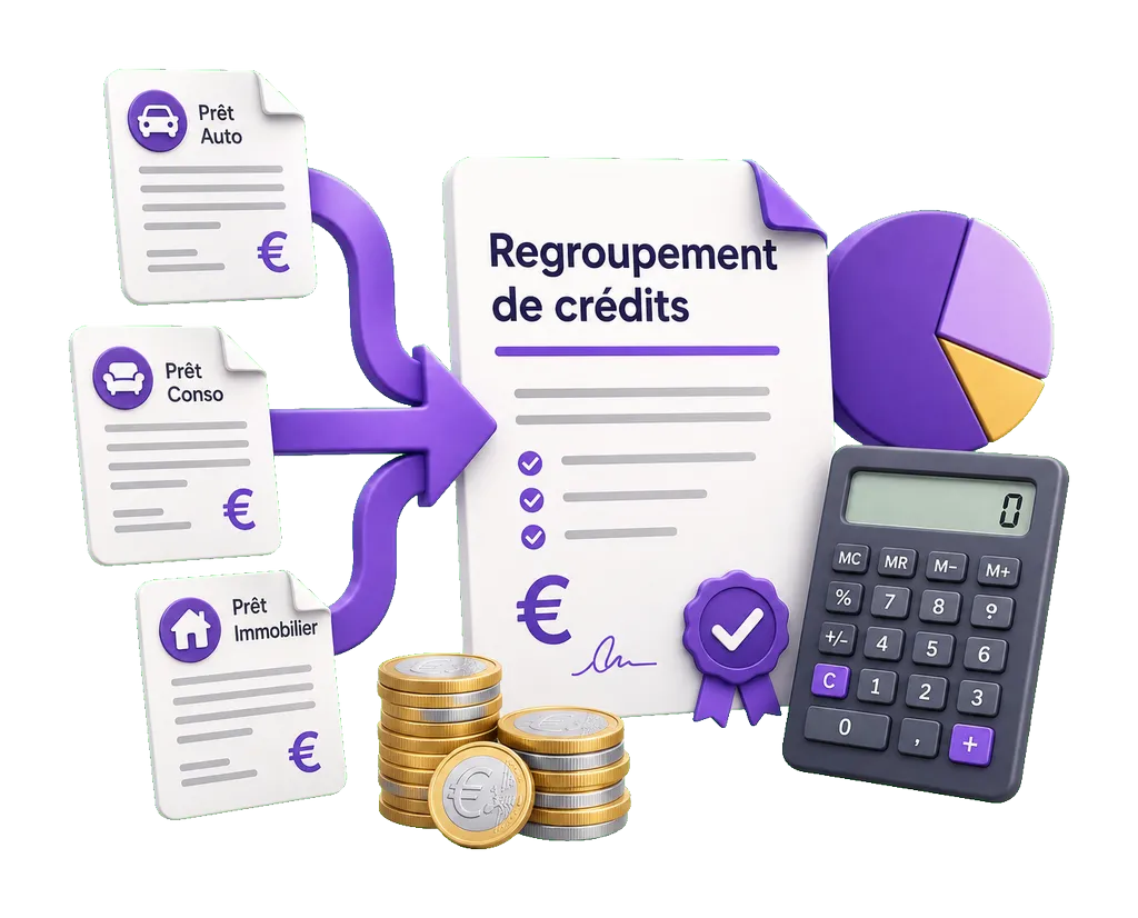 Regroupement de crédits pour alléger votre budget, Regroupez plusieurs crédits en une seule mensualité afin de retrouver une meilleure visibilité sur votre budget mensuel.